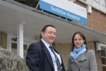 Helen and Cllr Paul Johnston outside Surbiton Hospital 1